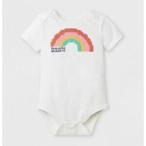 Cat & Jack™ Baby Girls Short Sleeve Pequeno Rainbow Bodysuit White 3-6‎ Months